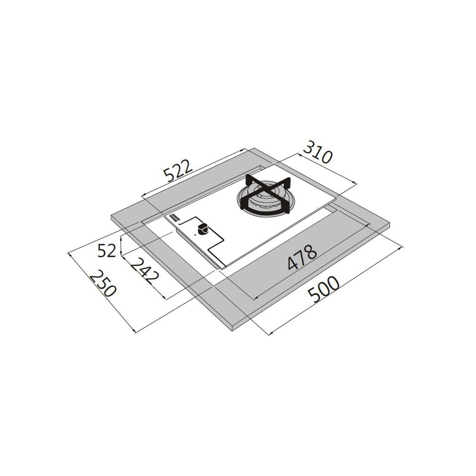 Fogão de Mesa Franke Glass 1 Boca a Gás FHG 311 TC FC 31 x 52 cm